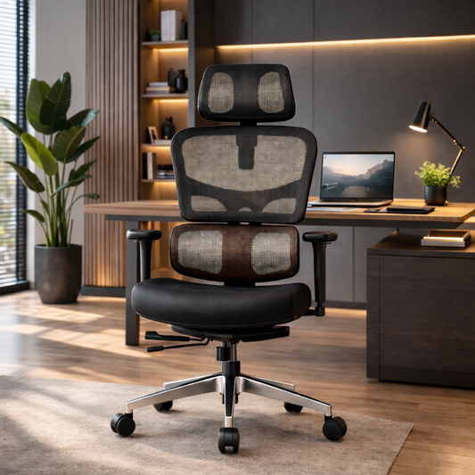 chaise ergonomique avec repose tete et pieds optiposture 1