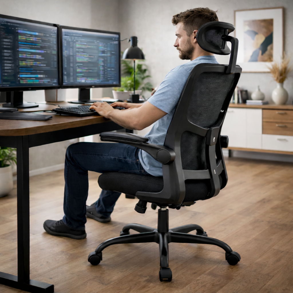 chaise ergonomique avec repose tete optiposture 3