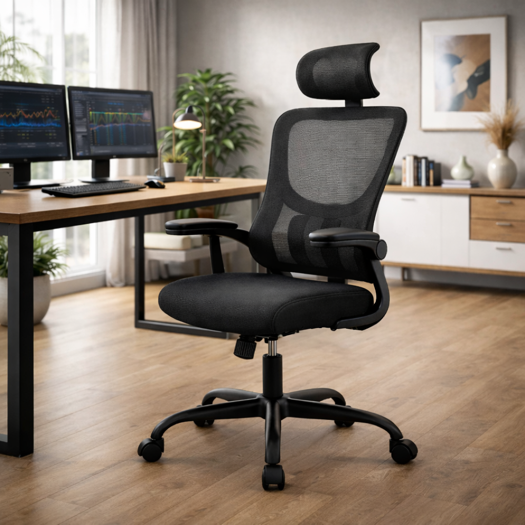 chaise ergonomique avec repose tete optiposture 1