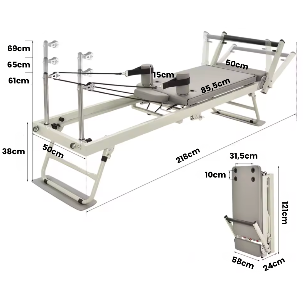 Pilates reformer pliable