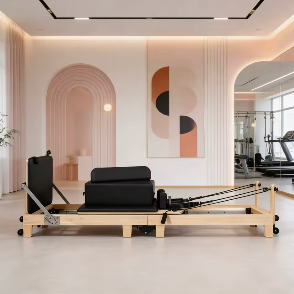 Pilates reformer pliable en bois