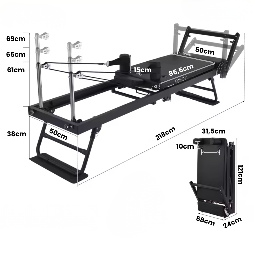 Pilates reformer pliable